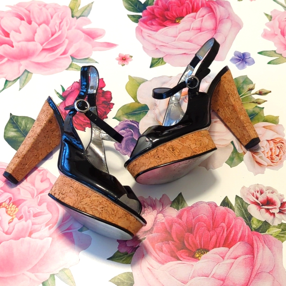 JESSICA SIMPSON Patent Leather CORK Platform Heels